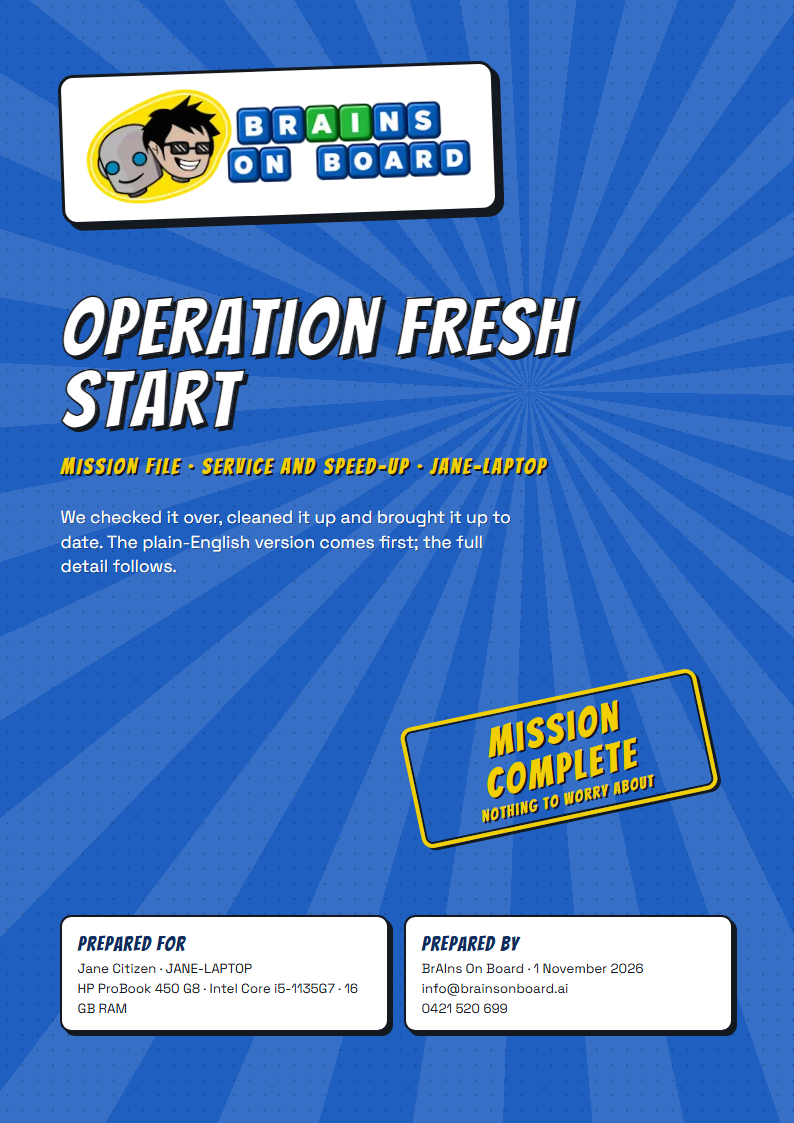 Report cover page